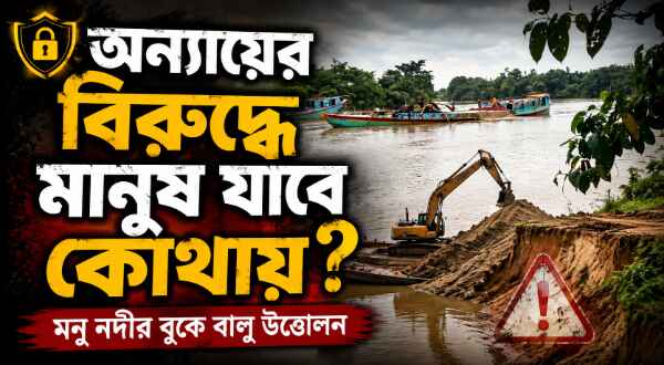 মনু নদীর বুকে বালু উত্তোলন: ভাঙনের মুখে মিরপুর, অসহায় স্থানীয় বাসিন্দারা
